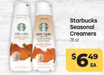 Tony’s Fresh Market Starbucks Seasonal Creamers offer