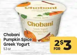Tony’s Fresh Market Chobani Pumpkin Spice Greek Yogurt offer