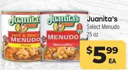 Tony’s Fresh Market Juanita's Select Menudo offer