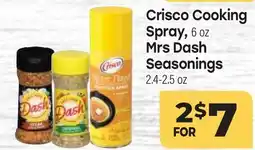 Tony’s Fresh Market Crisco Cooking Spray, 6 oz Mrs Dash Seasonings 2.4-2.5 oz offer