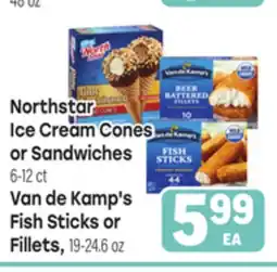 Tony’s Fresh Market Northstar Ice Cream Cones or Sandwiches 6-12ct, Van de Kamp's Fish Sticks or Fillets, 19-24.6oz offer