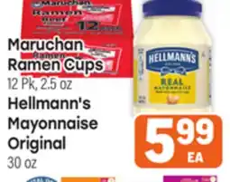 Tony’s Fresh Market Maruchan Ramen Cups, 12 Pk, 2.5 oz Hellmann's Mayonnaise Original 30oz offer