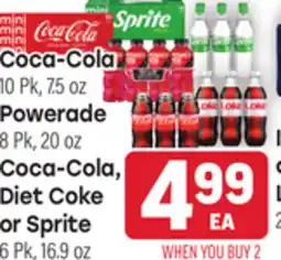 Tony’s Fresh Market Coca-Cola 10Pk, 7.5oz., Powerade 8Pk, 20oz., Coca-Cola, Diet Coke or Sprite 6Pk, 16.9oz offer