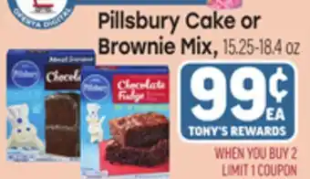 Tony’s Fresh Market Pillsbury Cake or Brownie Mix offer