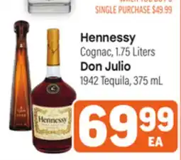 Tony’s Fresh Market Hennessy Cognac, 1.75 Liters Don Julio 1942 Tequila, 375mL offer