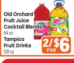 Tony’s Fresh Market Old Orchard Fruit Juice Cocktail Blends 64oz TampicoFruit Drinks 128oz offer