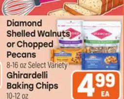 Tony’s Fresh Market Diamond Shelled Walnuts or Chopped Pecans 8-16oz, Ghirardelli Baking Chips, 10-12oz offer