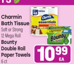 Tony’s Fresh Market Charmin Bath Tissue Soft or Strong 12 Mega Roll Bounty Double Roll Paper Towels 6 ct offer