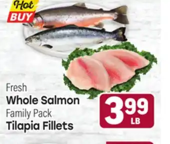Tony’s Fresh Market Fresh Whole Salmon, Family Pack Tilapia Fillets offer
