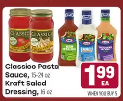 Tony’s Fresh Market Classico Pasta Sauce, 15-24oz Kraft Salad Dressing, 16oz offer