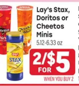 Tony’s Fresh Market Lay's Stax, Doritos or Cheetos Minis offer