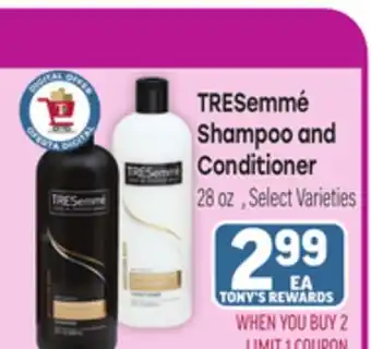 Tony’s Fresh Market TRESemmé Shampoo and Conditioner offer