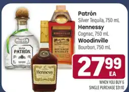 Tony’s Fresh Market Patrón Silver Tequila, 750mL Hennessy Cognac, 750mL Woodinville Bourbon, 750mL offer