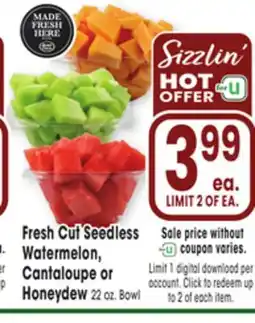 Jewel-Osco Fresh Cut Seedless Watermelon Cantaloupe or Honeydew offer