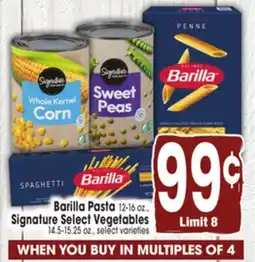 Jewel-Osco Barilla Pasta 12-16 oz., 12-16 oz., Signature Select Vegetables 14.5-15.25 oz offer
