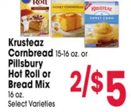 Jewel-Osco Krusteaz Cornbread 15-16 oz. or Pillsbury Hot Roll or Bread Mix 16 oz offer
