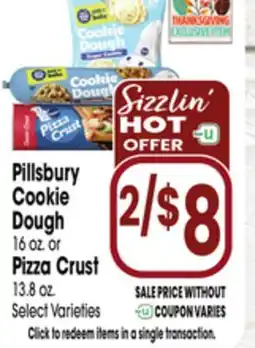 Jewel-Osco Pillsbury Cookie Dough 16 oz. or Pizza Crust 13.8 oz offer