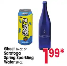 Jewel-Osco Ghost 16 oz or Saratoga Spring Sparkling Water 28 oz offer
