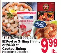 Jewel-Osco 13-15 ct. Wild Red Raw EZ Peel or Grilling Shrimp or 26-30 ct. Cooked Shrimp offer