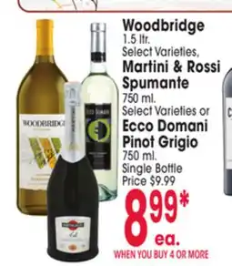 Jewel-Osco Woodbridge 1.5 ltr., Martini & Rossi Spumante 750 ml. or Ecco Domani Pinot Grigio 750 ml offer