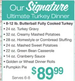 Jewel-Osco Our Signature Ultimate Turkey Dinner offer