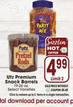 Jewel-Osco Utz Premium Snack Barrels offer