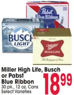 Jewel-Osco Miller High Life, Busch or Pabst or Pabst Blue Ribbon offer