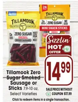 Jewel-Osco Tillamook Zero Sugar Smoked Sausage or Sticks offer
