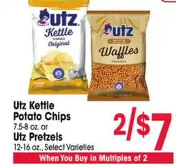 Jewel-Osco Utz Kettle Potato Chips 7.5-8 oz. or Utz Pretzels 12-16 oz offer