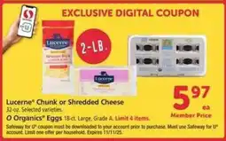 Safeway Lucerne Chunk or Shredded Cheese offer
