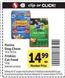 Safeway Purina Dog Chow / Friskies Cat Food offer