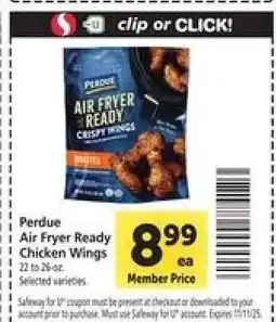 Safeway Perdue Air Fryer Ready Chicken Wings offer