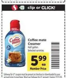 Safeway Coffee mate Creamer offer