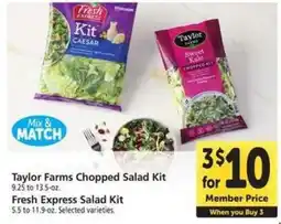 Safeway Taylor Farms Chopped Salad Kit & Fresh Express Salad Kit offer