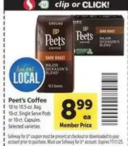 Safeway Peet's Coffee offer