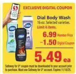 Safeway Dial Body Wash offer