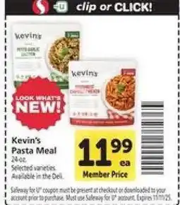 Safeway Kevin's Pasta Meal offer