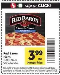 Safeway Red Baron Pizza offer