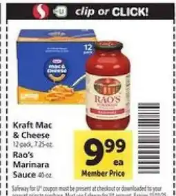 Safeway Rao's Marinara Sauce offer