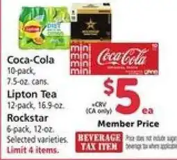 Safeway Coca-Cola, Lipton Tea, Rockstar offer
