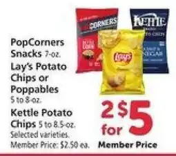 Safeway PopCorners Snacks, Lay’s Potato Chips or Poppables, Kettle Potato Chips offer