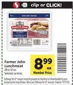 Safeway Farmer John Lunchmeat offer