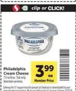Safeway Philadelphia Cream Cheese offer