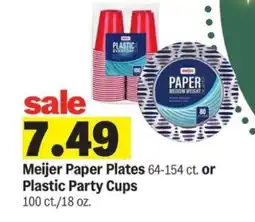 Meijer Meijer Paper Plates or Plastic Party Cups offer