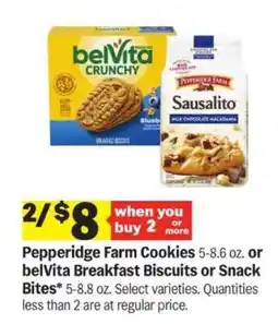 Meijer Pepperidge Farm Cookies or belVita Breakfast Biscuits or Snack Bites offer