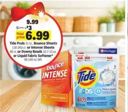Meijer Tide Pods, Bounce Sheets, Intense Sheets, Downy Beads, Liquid Fabric Softener offer
