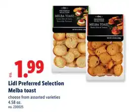 Lidl Lidl Preferred Selection Melba toast offer