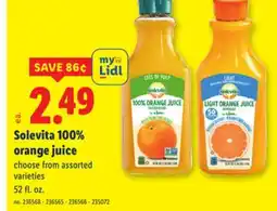 Lidl Solevita 100% orange juice offer