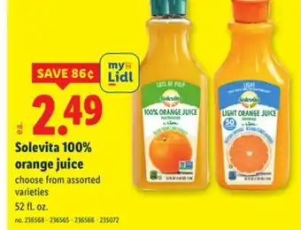 Lidl Solevita 100% orange juice offer