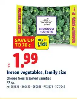 Lidl frozen vegetables, family size offer